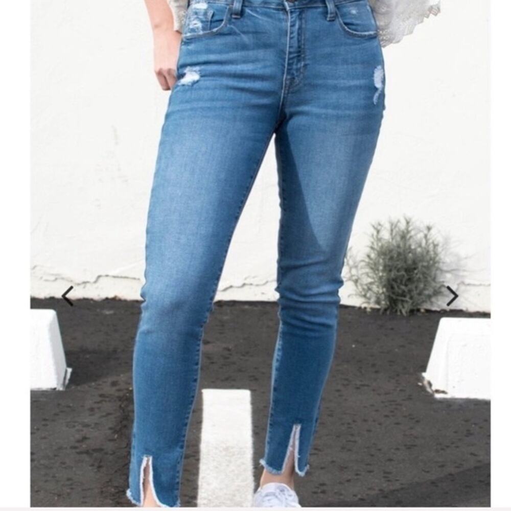 JBD Raw Split Hem Skinny Jeans